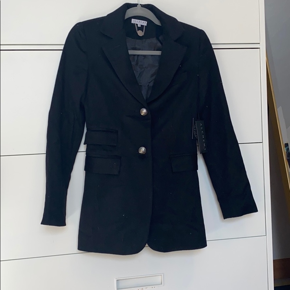 Cashmere blazer with leather elbow patches
